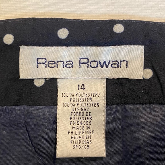 Vintage Y2K Rena Rowan Navy Blue Polka Dot Flowy Midi Skirt, Women's Large - Picture 2 of 5